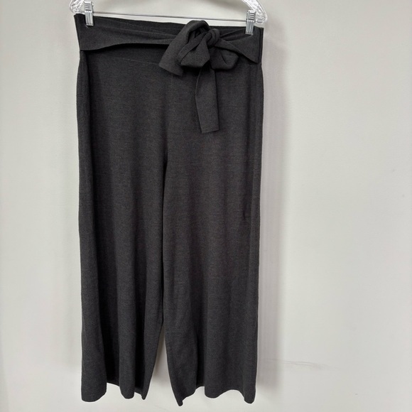 Moth by Anthropologie Wool Blend Wide Leg Crop Pants With Tie Detail Size L - Picture 2 of 8